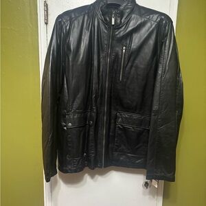 Nautica Men's Black Leather Jacket